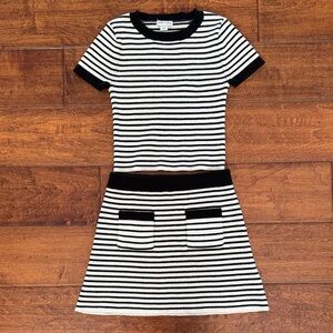 Habitual Two Piece Black and White Striped Casual Top & Skirt